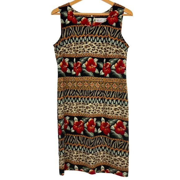 Vtg Kathie Lee Collection Women's Shift Dress 6 Tropical Print Sleeveless Travel - Picture 1 of 9